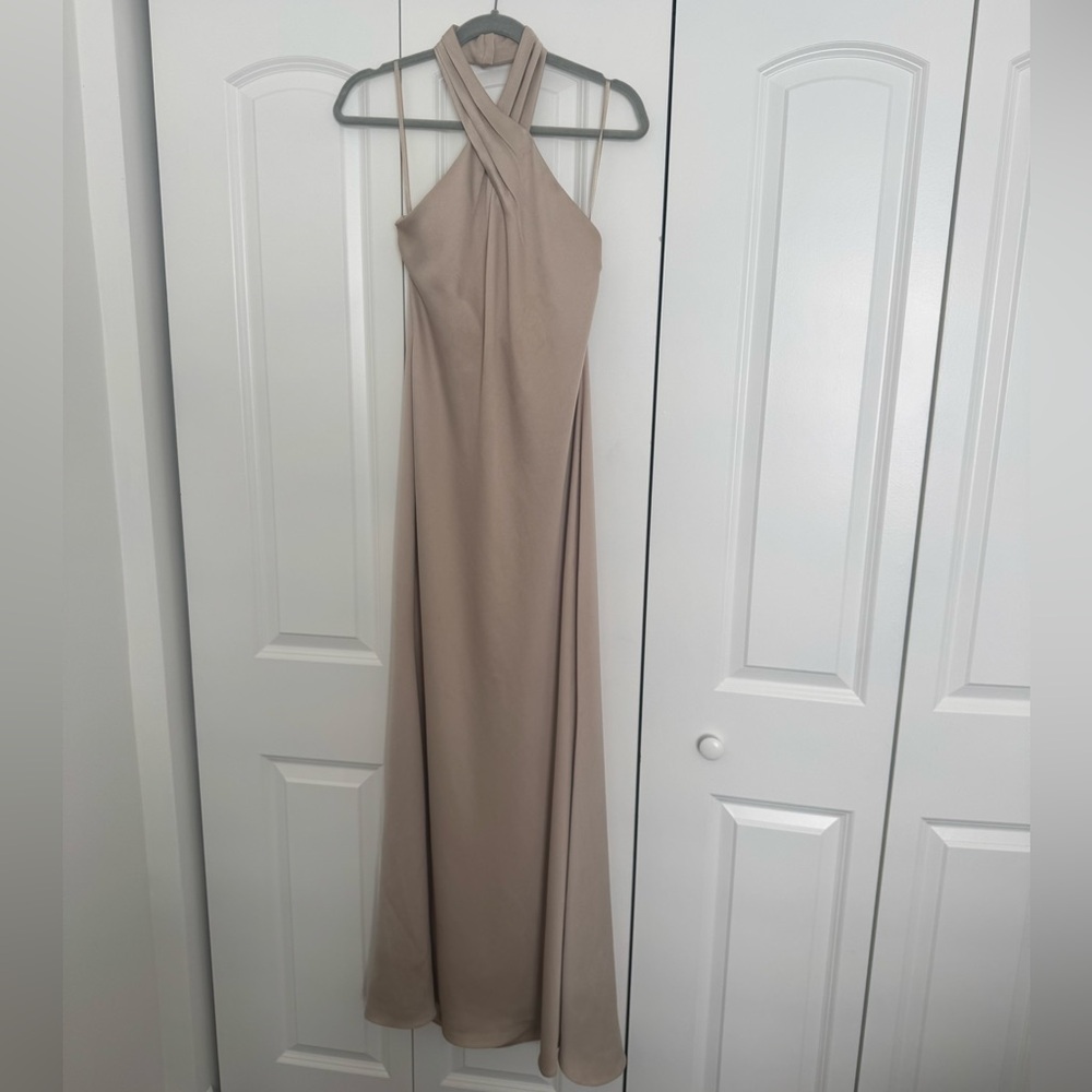 Anthropologie Tan Halter Gown for Weddings